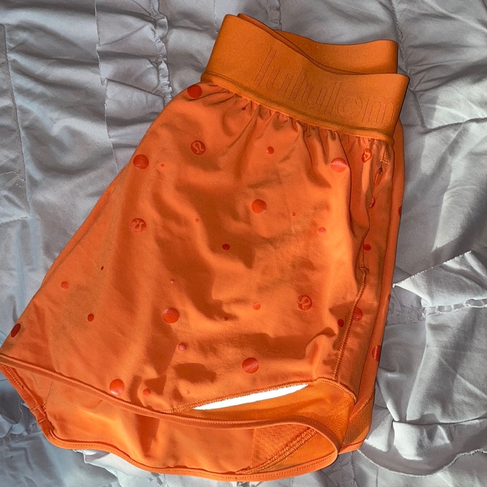 Orange Logo Lululemon Hotty Hot Shorts